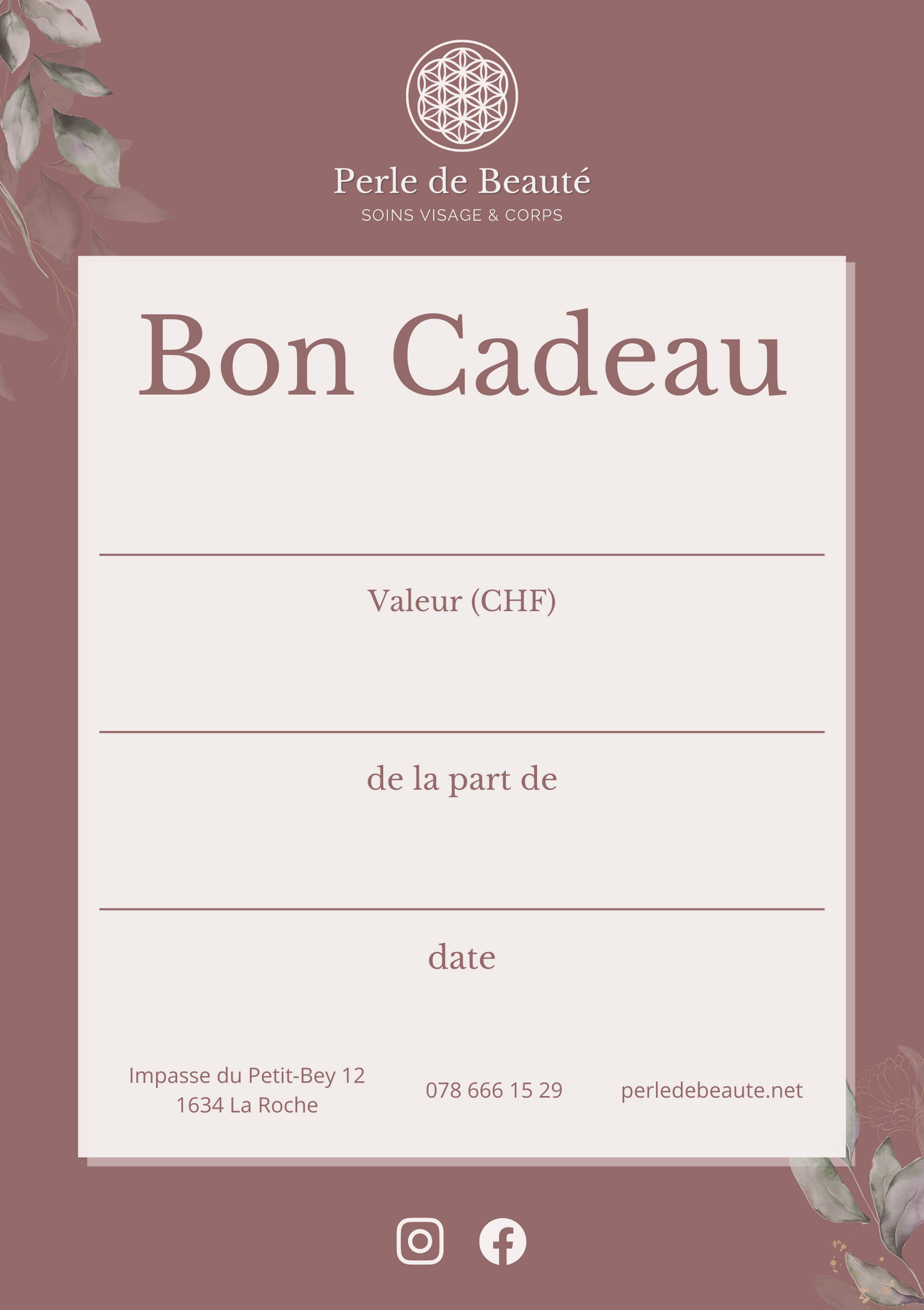 Bon cadeau Institut Perle de Beauté